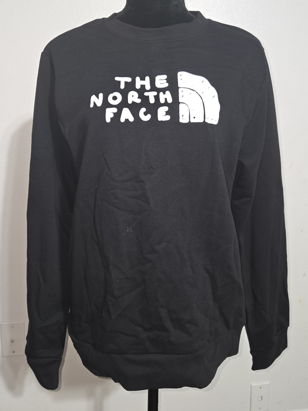 The North Face Black Crewneck Sweater with White Logo